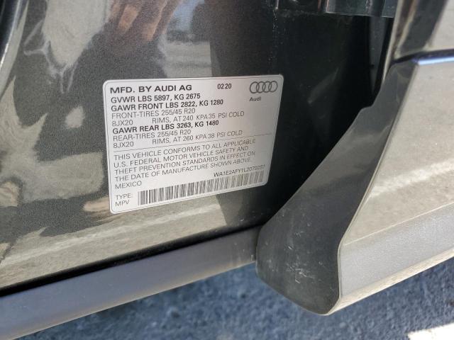 WA1E2AFY1L2070287 - 2020 AUDI Q5 PREMIUM PLUS CHARCOAL photo 12