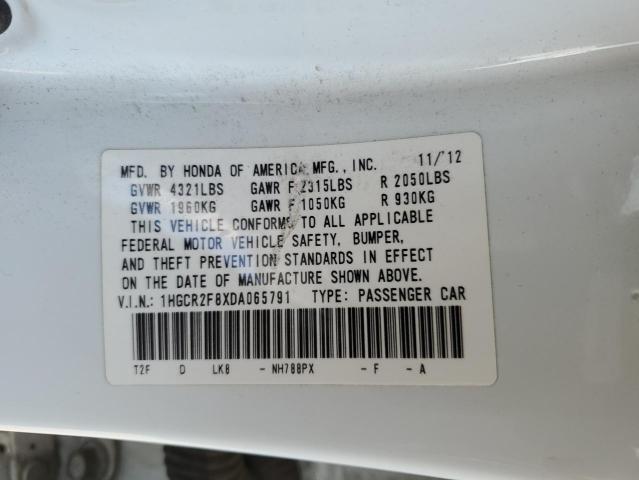1HGCR2F8XDA065791 - 2013 HONDA ACCORD EXL WHITE photo 12