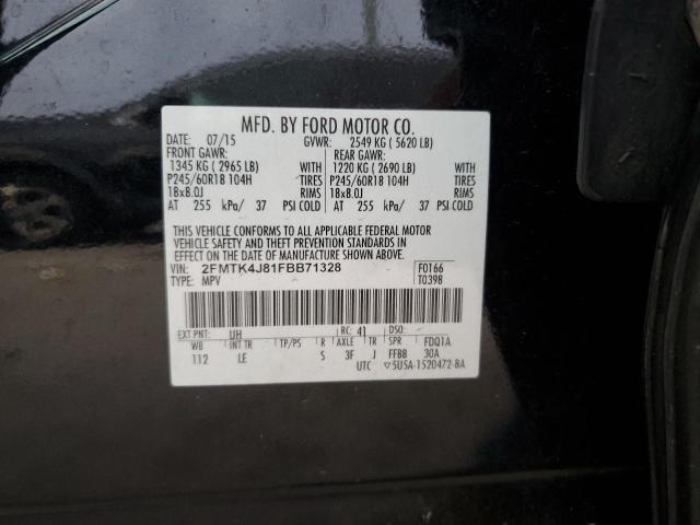 2FMTK4J81FBB71328 - 2015 FORD EDGE SEL BLACK photo 13