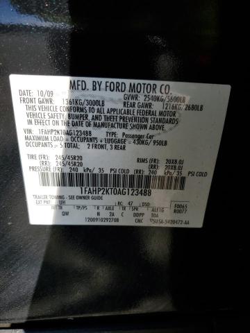 1FAHP2KT0AG123488 - 2010 FORD TAURUS SHO BLACK photo 12