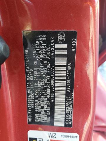 4T1BF3EK6BU640773 - 2011 TOYOTA CAMRY BASE RED photo 13