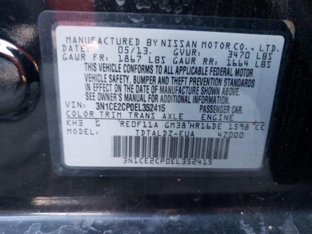 3N1CE2CP0EL352415 - 2014 NISSAN VERSA NOTE S BLACK photo 13