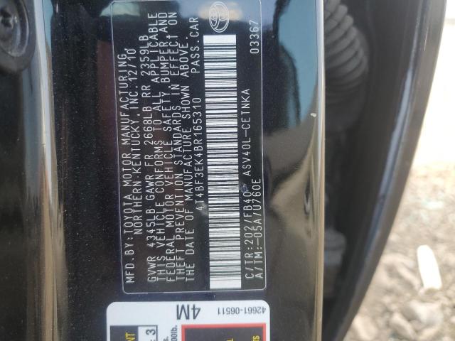 4T4BF3EK4BR165310 - 2011 TOYOTA CAMRY BASE Սև լուսանկար 12