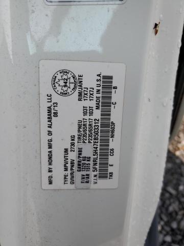 5FNRL5H47EB503312 - 2014 HONDA ODYSSEY EX WHITE photo 13