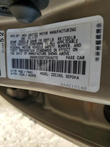 1NXBR32E87Z868075 - 2007 TOYOTA COROLLA CE Qəhvəyi foto 12