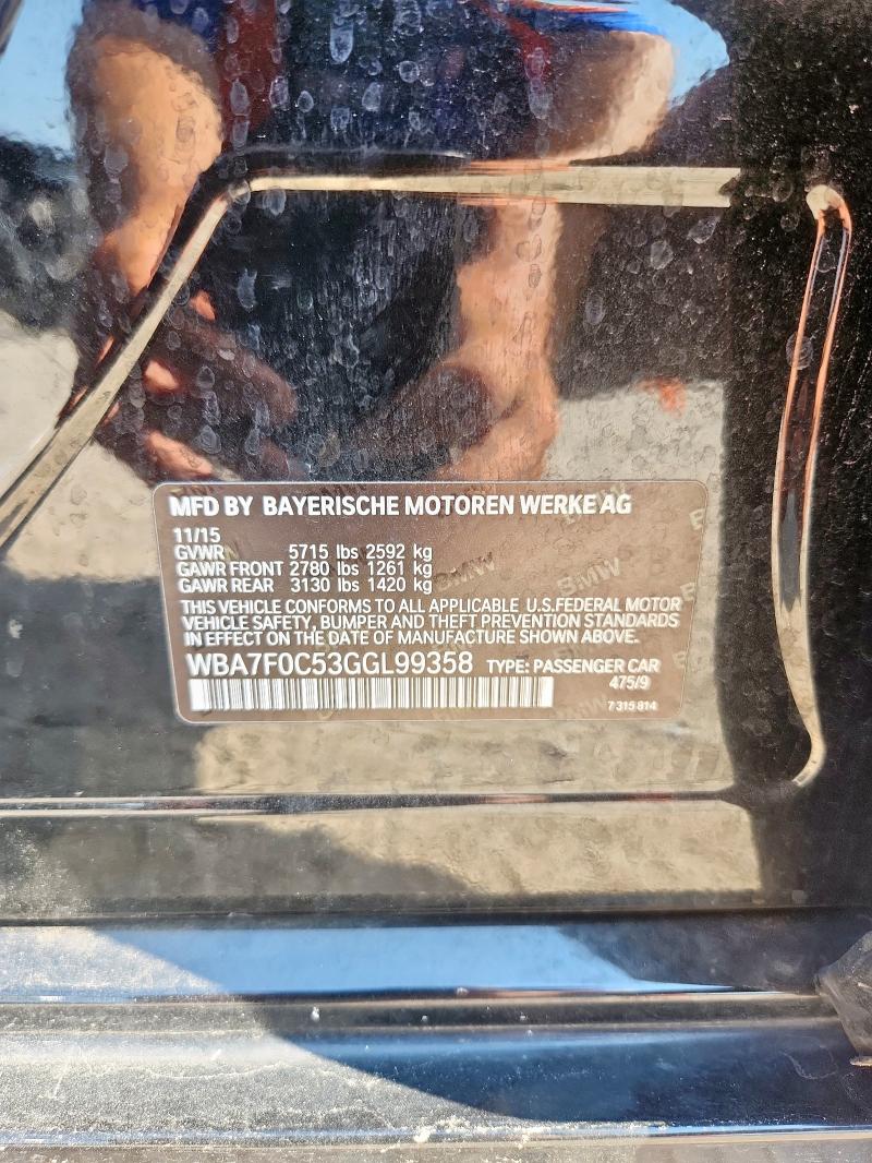 WBA7F0C53GGL99358 - 2016 BMW 750 I Чорний фото 13
