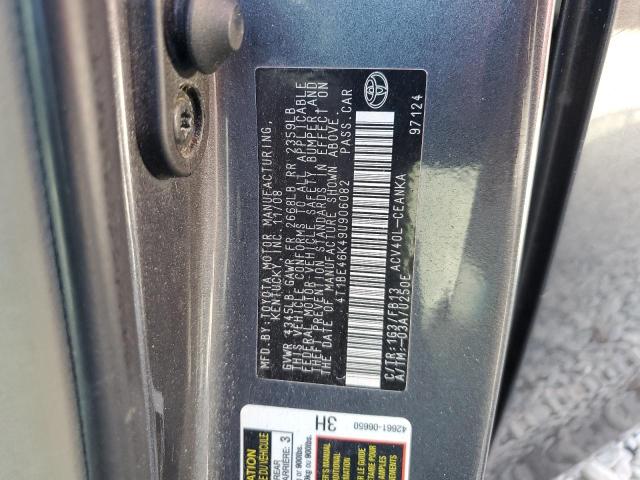 4T1BE46K49U906082 - 2009 TOYOTA CAMRY BASE GRAY photo 12