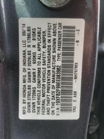 19XFB2F99EE083982 - 2014 HONDA CIVIC EXL 灰色 照片 12