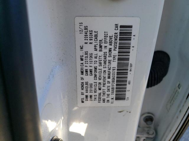 19UUB1F36GA005793 - 2016 ACURA TLX WHITE photo 12