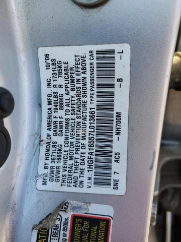 1HGFA16557L013661 - 2007 HONDA CIVIC LX SILVER photo 12