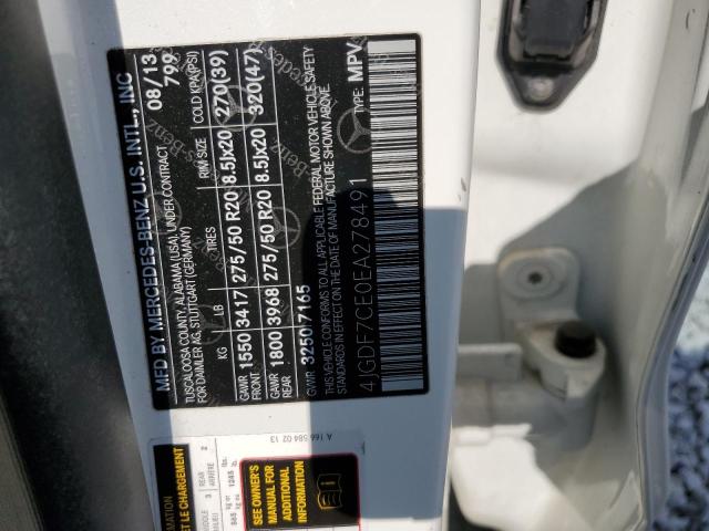 4JGDF7CE0EA278491 - 2014 MERCEDES-BENZ GL 450 4MATIC WHITE photo 13