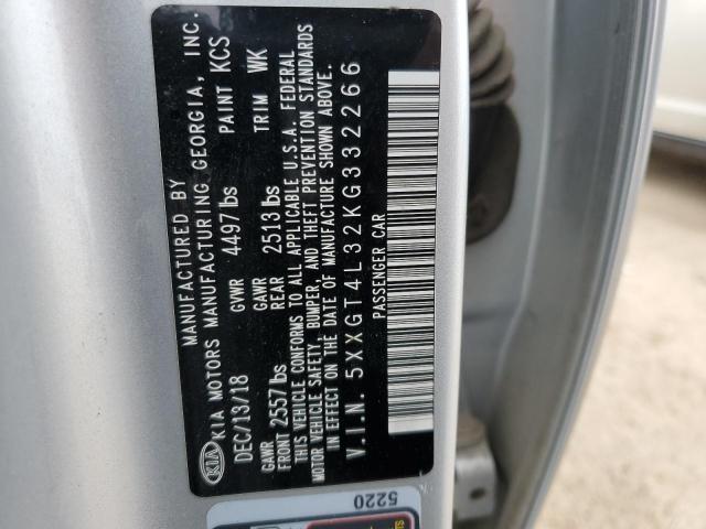 5XXGT4L32KG332266 - 2019 KIA OPTIMA LX SILVER photo 12