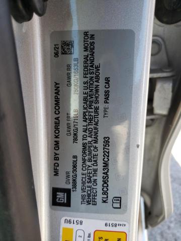 KL8CD6SA3MC227593 - 2021 CHEVROLET SPARK 1LT SILVER photo 12