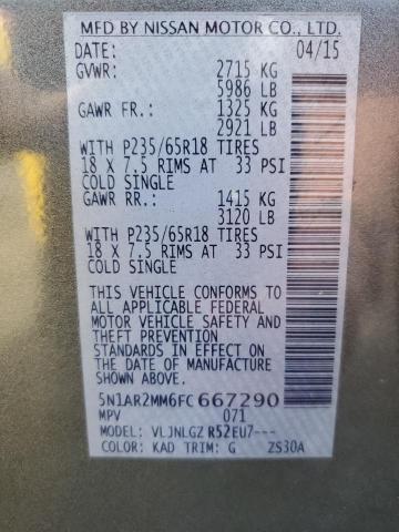 5N1AR2MM6FC667290 - 2015 NISSAN PATHFINDER S 灰色 照片 13