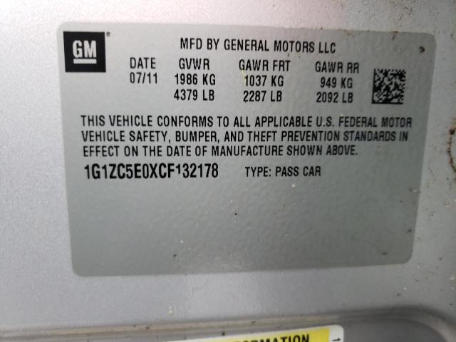 1G1ZC5E0XCF132178 - 2012 CHEVROLET MALIBU 1LT 银色 照片 13