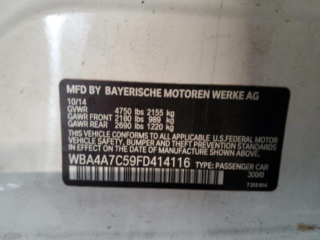WBA4A7C59FD414116 - 2015 BMW 428 XI GRAN COUPE WHITE photo 12