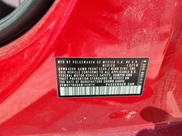 3VW5T7BU5KM143674 - 2019 VOLKSWAGEN JETTA GLI RED photo 12
