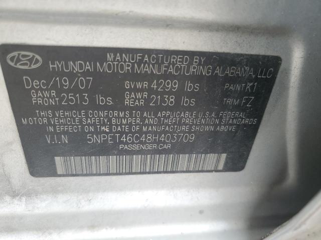 5NPET46C48H403709 - 2008 HYUNDAI SONATA GLS SILVER photo 13