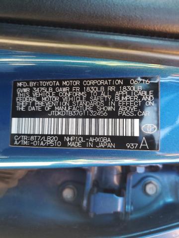 JTDKDTB37G1132456 - 2016 TOYOTA PRIUS C 蓝色 照片 13