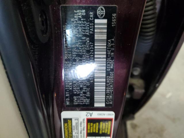4T1BK3DB9BU424347 - 2011 TOYOTA AVALON BASE BURGUNDY photo 12