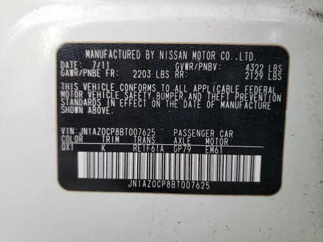 JN1AZ0CP8BT007625 - 2011 NISSAN LEAF SV WHITE photo 12