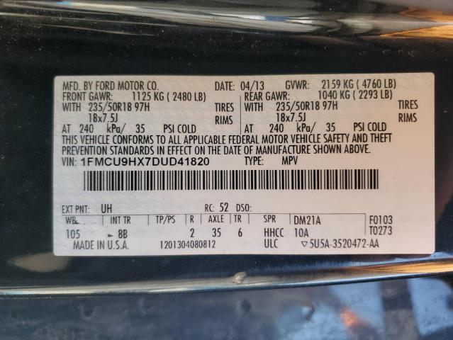 1FMCU9HX7DUD41820 - 2013 FORD ESCAPE SEL BLACK photo 13