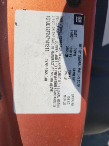 1G1JC12F247141211 - 2004 CHEVROLET CAVALIER ORANGE photo 12