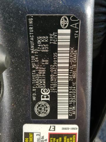 2T1BU4EE8AC390135 - 2010 TOYOTA COROLLA BASE Grau Foto 13