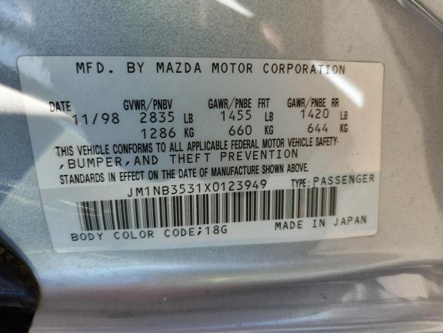 JM1NB3531X0123949 - 1999 MAZDA MX-5 MIATA SILVER photo 12