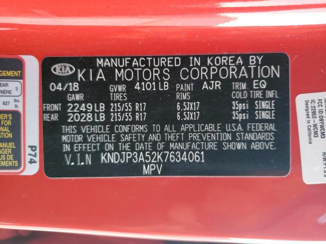 KNDJP3A52K7634061 - 2019 KIA SOUL + RED photo 12