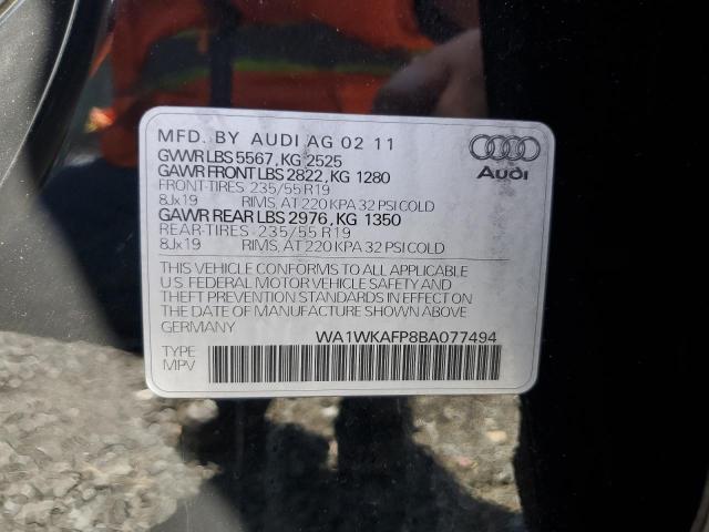 WA1WKAFP8BA077494 - 2011 AUDI Q5 PRESTIGE BLACK photo 13