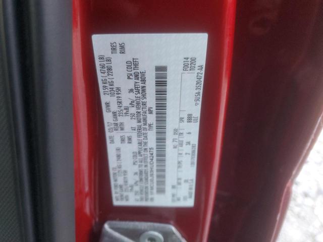 1FMCU0J93HUD42475 - 2017 FORD ESCAPE TITANIUM ბურგუნდია ფოტო 13