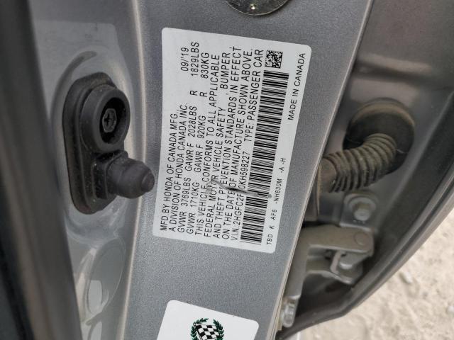 2HGFC2F60KH598227 - 2019 HONDA CIVIC LX GRAY photo 12