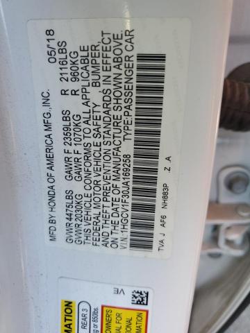 1HGCV1F30JA169258 - 2018 HONDA ACCORD SPORT თეთრი ფოტო 12