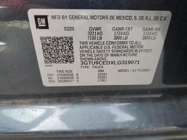 3GTU9CEDXLG319071 - 2020 GMC SIERRA K1500 ELEVATION CHARCOAL photo 12