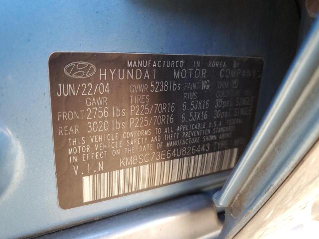 KM8SC73E64U826443 - 2004 HYUNDAI SANTA FE GLS BLUE photo 12