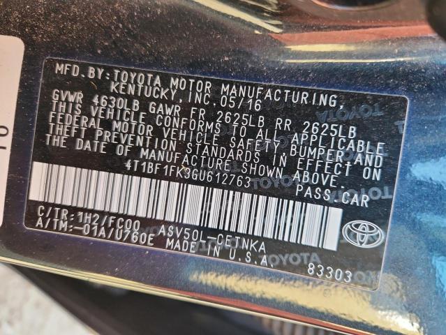 4T1BF1FK3GU612763 - 2016 TOYOTA CAMRY LE BLACK photo 12