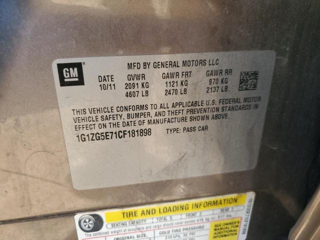 1G1ZG5E71CF181898 - 2012 CHEVROLET MALIBU LTZ გრაფიტი ფოტო 13