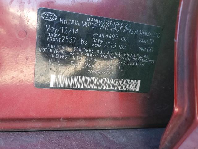 5NPE24AFXFH001212 - 2015 HYUNDAI SONATA SE RED photo 12