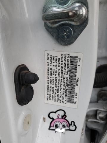 19XFB2F97DE029045 - 2013 HONDA CIVIC EXL თეთრი ფოტო 12