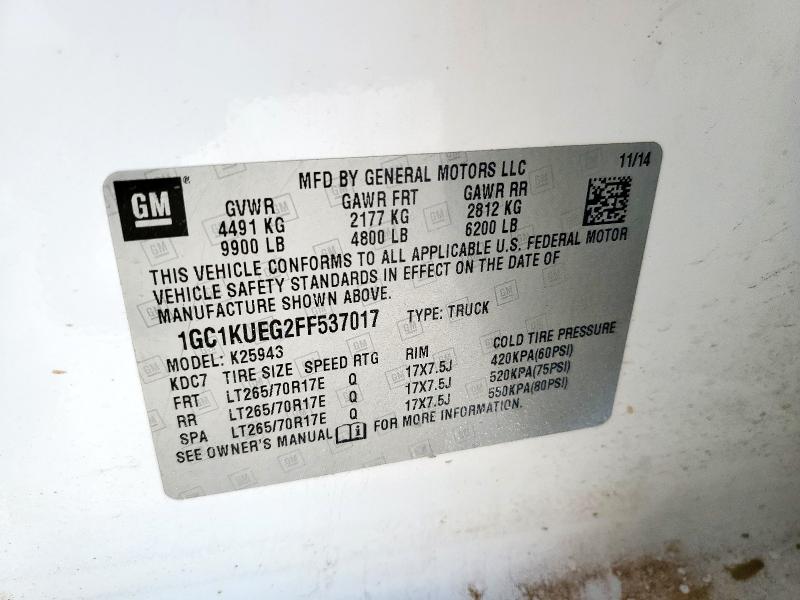 1GC1KUEG2FF537017 - 2015 CHEVROLET SILVERADO K2500 HEAVY DUTY WHITE photo 12