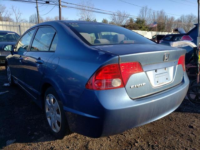 2HGFA16586H514409 - 2006 HONDA CIVIC LX BLUE photo 2