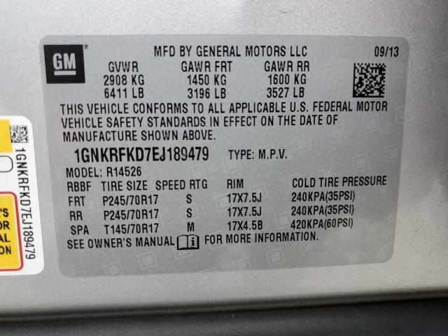 1GNKRFKD7EJ189479 - 2014 CHEVROLET TRAVERSE LS SILVER photo 13