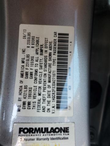 1HGCR2F53DA271671 - 2013 HONDA ACCORD SPORT ვერცხლისფერი ფოტო 13