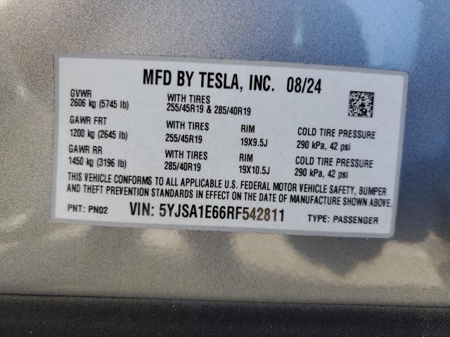 5YJSA1E66RF542811 - 2024 TESLA MODEL S SILVER photo 13
