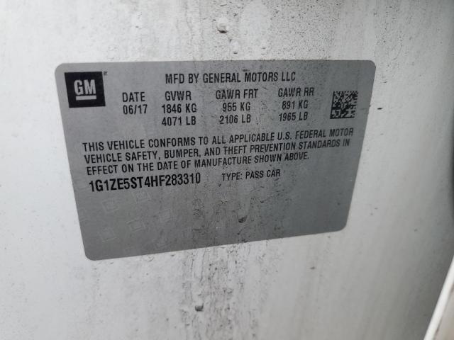 1G1ZE5ST4HF283310 - 2017 CHEVROLET MALIBU LT WHITE photo 12