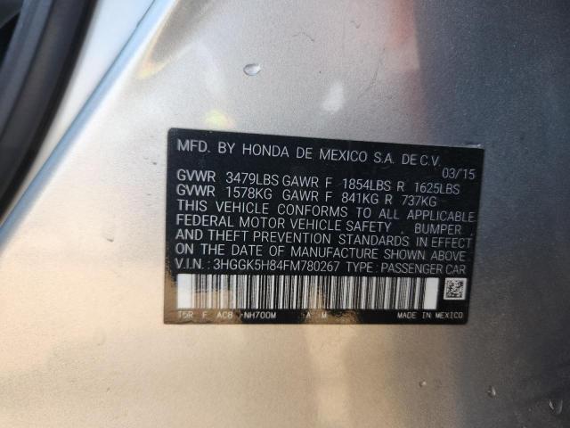 3HGGK5H84FM780267 - 2015 HONDA FIT EX SILVER photo 12