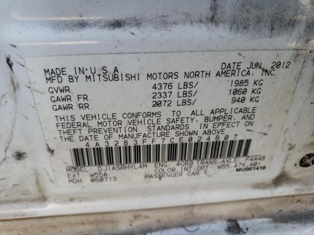 4A32B3FF7CE024607 - 2012 MITSUBISHI GALANT ES WHITE photo 12