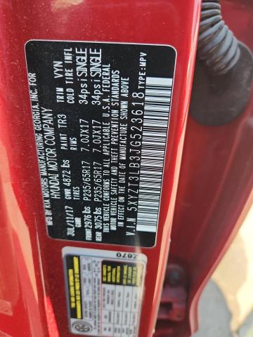 5XYZT3LB3JG523618 - 2018 HYUNDAI SANTA FE S RED photo 13