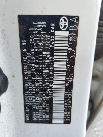 5YFBURHE8JP802482 - 2018 TOYOTA COROLLA L WHITE photo 12